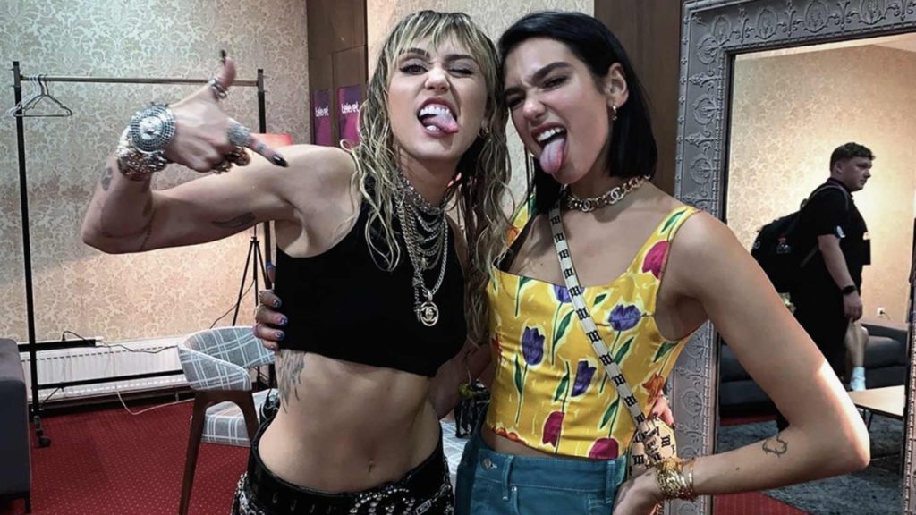 Miley Cyrus and Dua Lipa were spotted working together.